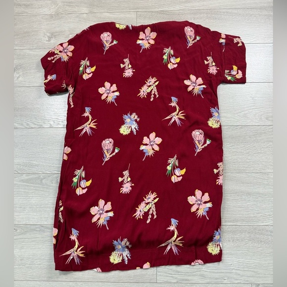 Madewell Novel Floral Red Short Sleeve Mini Dress in Bird of Paradise - Picture 5 of 11